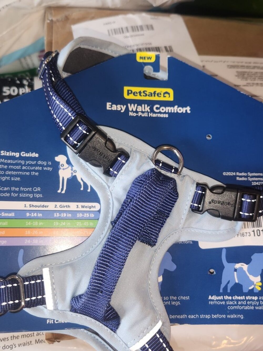 PetSafe Easy Walk Comfort No-Pull Dog Harness Padded Reflective Light Blue - NEW